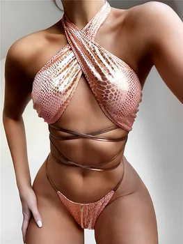 2023 סקסי ביקיני ברזילאי לדחוף למעלה חלול התחבושת בגדי ים נשים Stroj Kapielowy Damskie Mujer Biquini Maio Badpak נשים פאטאל