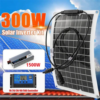 300W תאים סולריים 10A-60A בקר טעינה 1500W מערכת אנרגיה סולארית ערכת מטען סוללה מלאה ייצור חשמל בבית רשת המחנה.