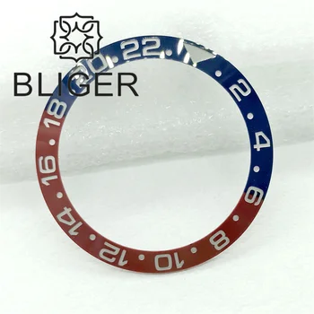 BLIGER המקורי קרמי כחול אדום לוח להכניס את הטבעת 24 שעות GMT 38מ 