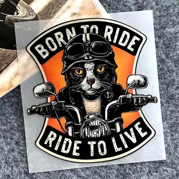 חתול מגניב דפוס אוטומטי מדבקות חתול רוכב חתול מדבקות חתול מדבקות על מכוניות מגניב חתול רוכב אופנוע מדבקה על אופנוע