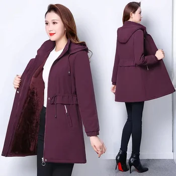 נשים של אמצע אורך לעבות נכון מעיל חורף חדש קוריאני בנות כותנה רופף עם ברדס מעיל חם Slim נשי מזדמן מעיל