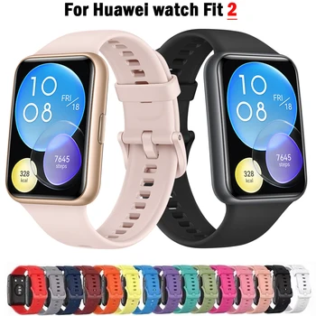 סיליקון הלהקה עבור Huawei לצפות מתאים 2 רצועה חכמה כף היד רצועת שעון מתכת אבזם ספורט החלפת צמיד fit2 קוראה אביזרים
